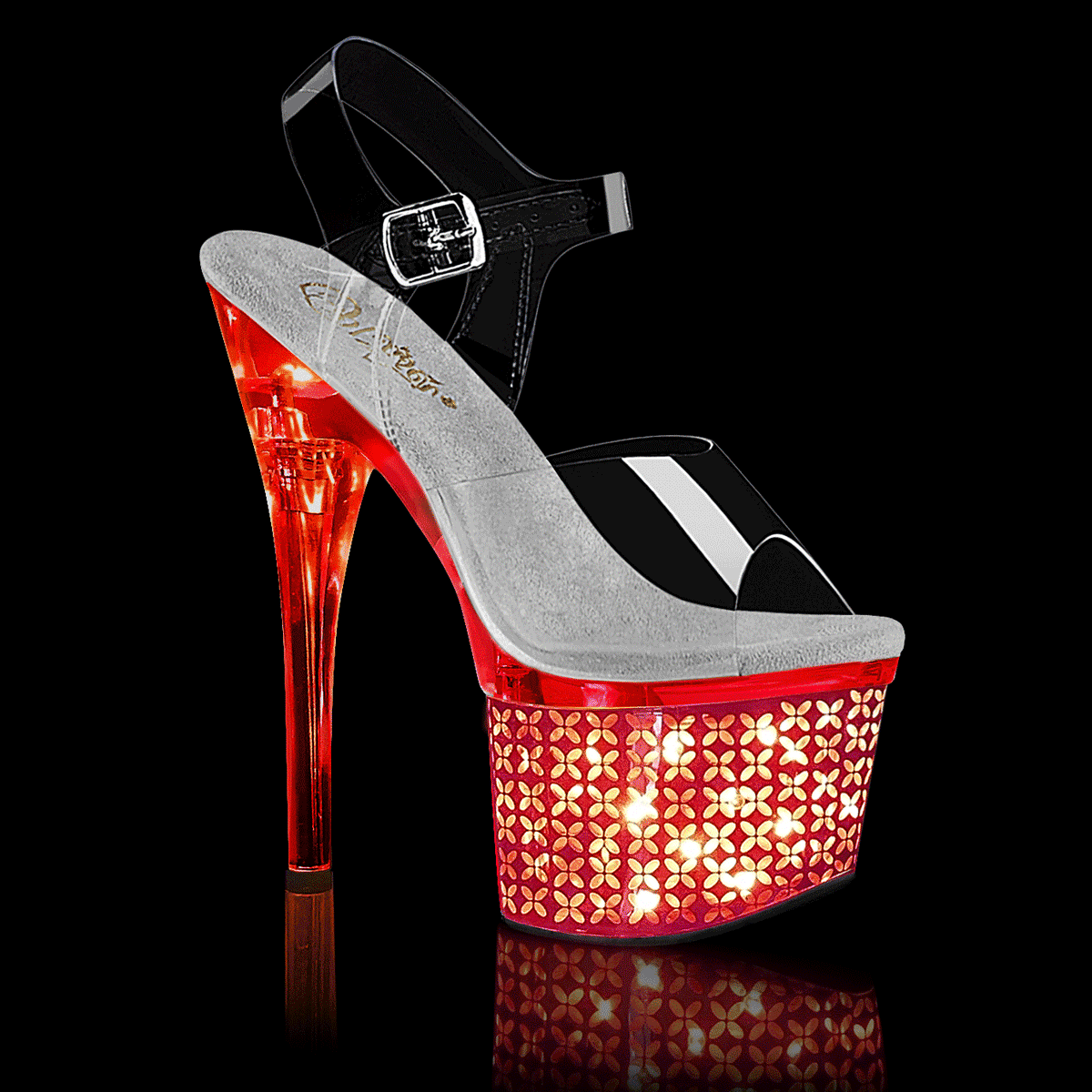 Pleaser DISCOLITE-708FLP Damen Sandale Transparent