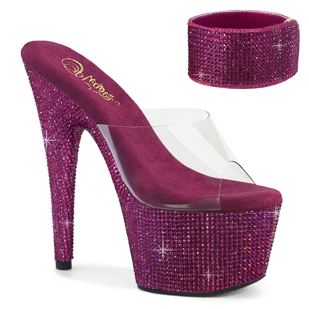 Pleaser BEJEWELED-712RS Damen Slipper Transparent Pink EU 42