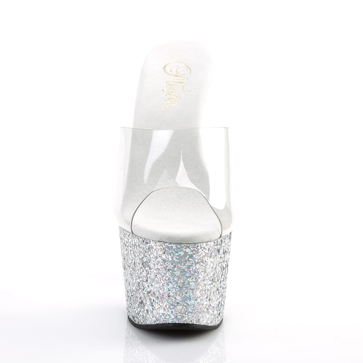 Pleaser ADORE-701LG Damen Slipper Transparent Silber EU 38
