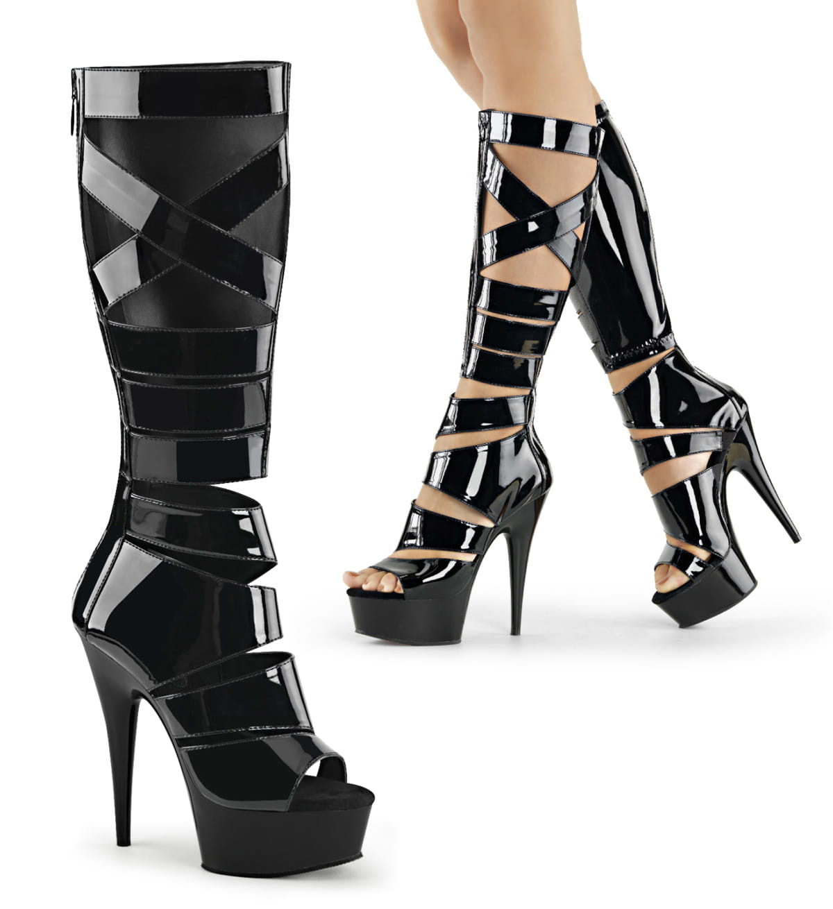 Pleaser DELIGHT-600-49 Damen Sandale Schwarz