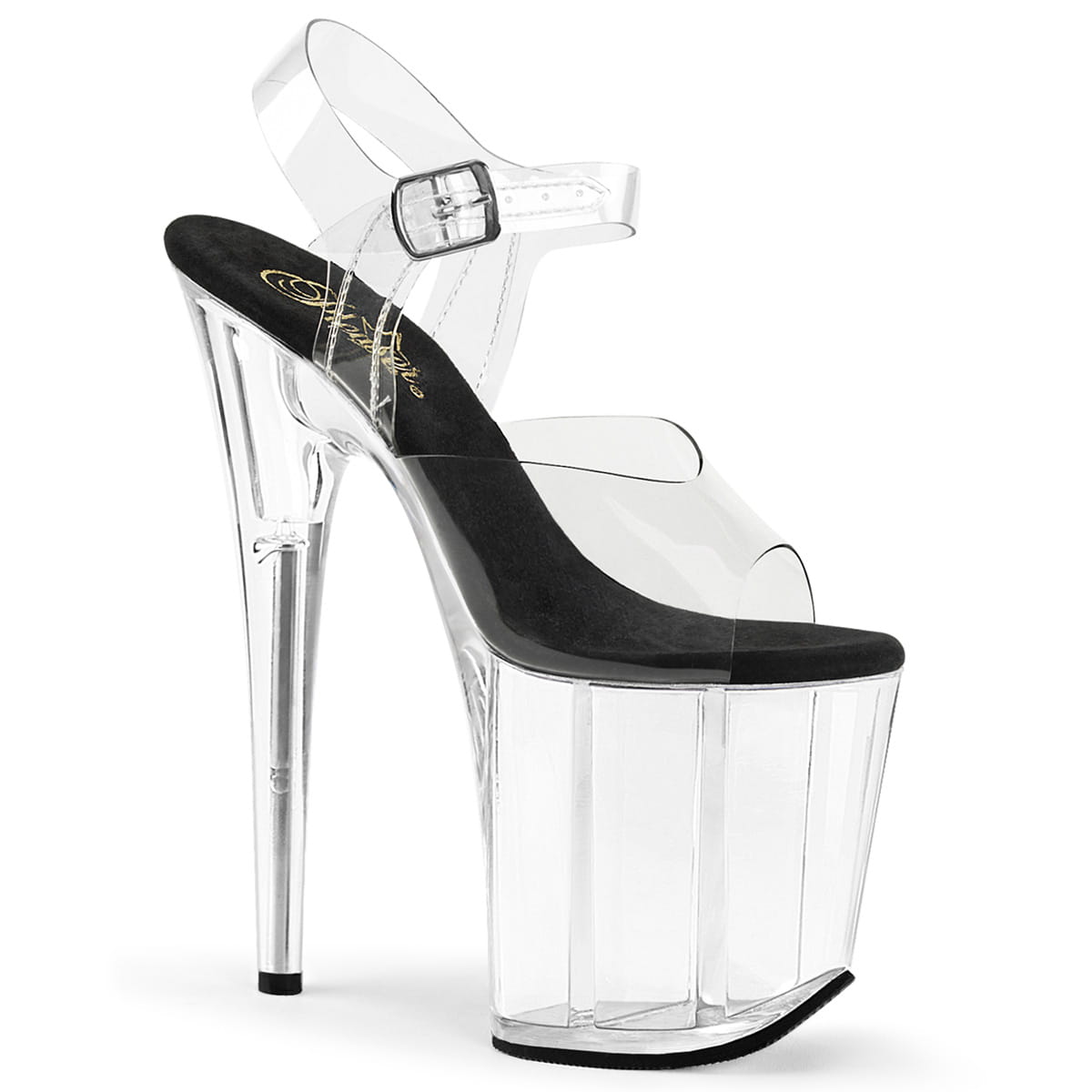 Pleaser FLAMINGO-808 Damen Sandale Transparent Schwarz Transparent EU 36