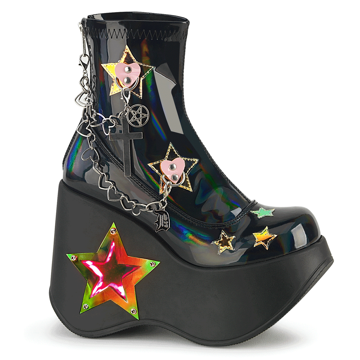 DemoniaCult BLAZE-108 Damen LED Plateau Stiefelette EU 42