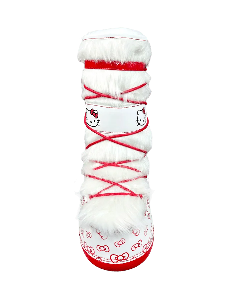 Y.R.U. Blizz Hello Kitty Snow Moon Boots Schneestiefel Weiß Rot US 8
