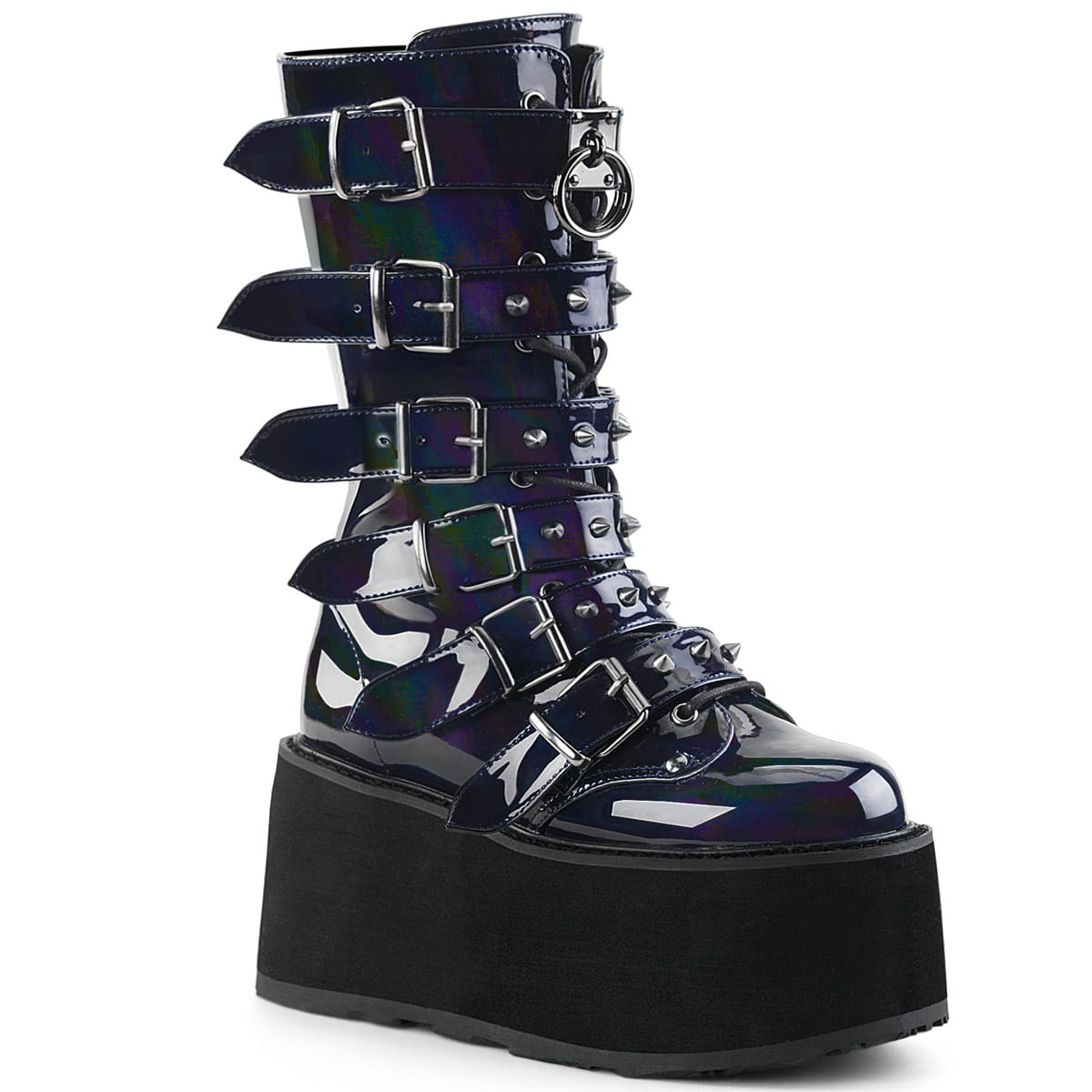 DemoniaCult DAMNED-225 Damen Stiefel Schwarz Holo EU 41