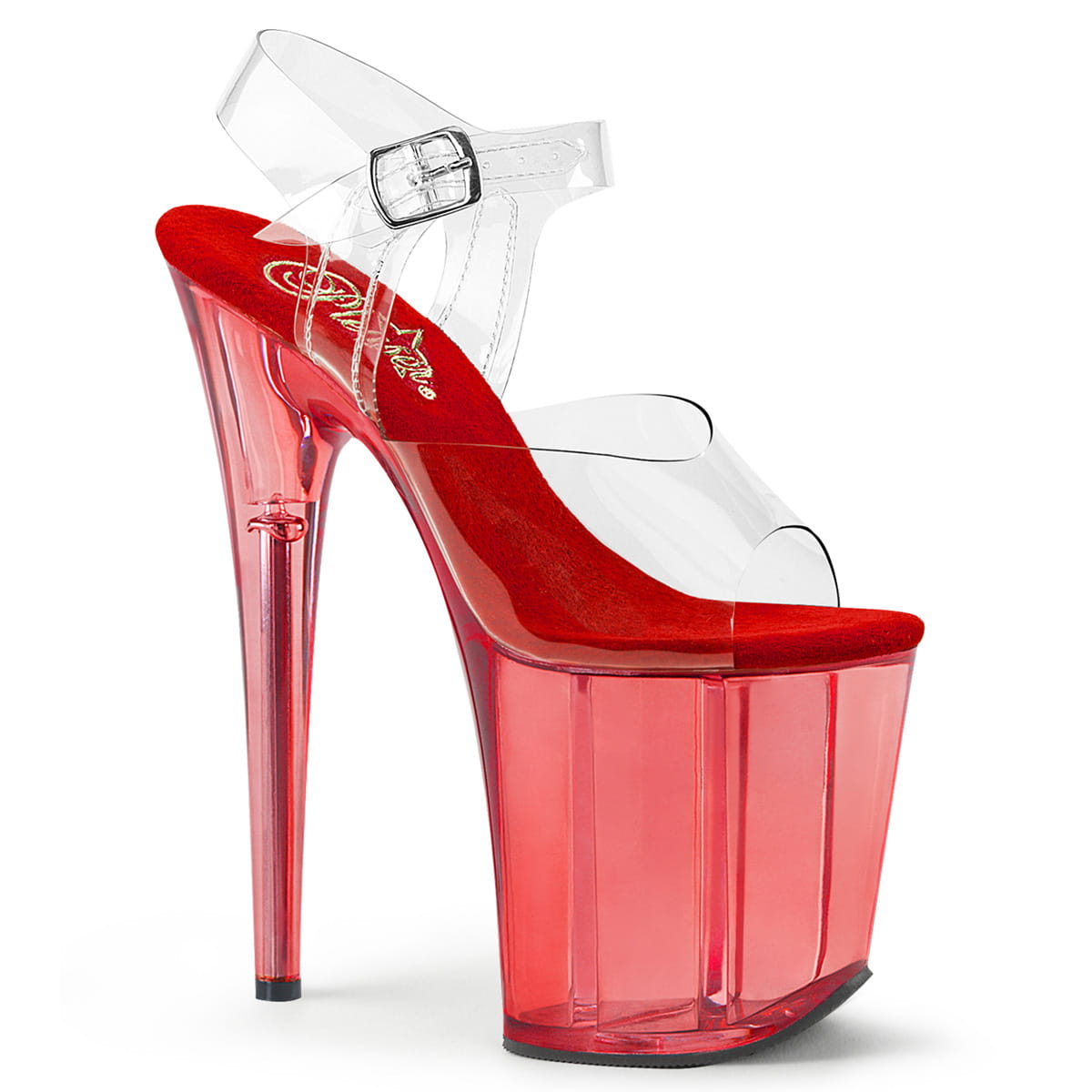 Pleaser FLAMINGO-808T Damen Sandale Transparent Rot EU 39