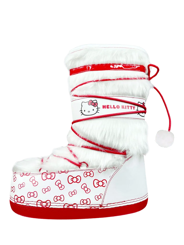 Y.R.U. Blizz Hello Kitty Snow Moon Boots Schneestiefel Weiß Rot US 8