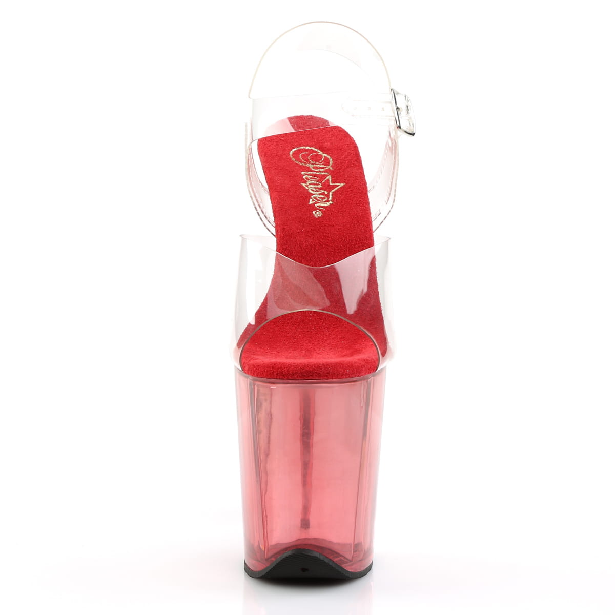 Pleaser FLAMINGO-808T Damen Sandale Transparent Rot EU 39
