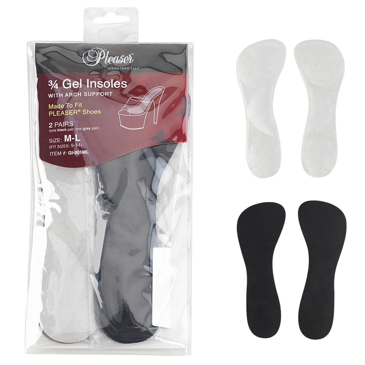 Pleaser GI-001ML Gel Einlage 2er Set Grau + Schwarz