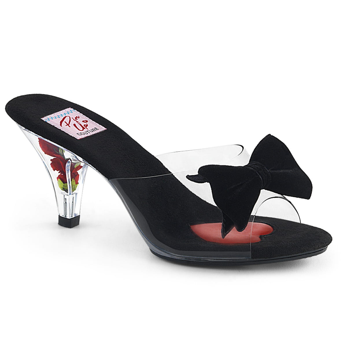 Pin Up Couture BELLE-301BOW Damen Slipper Transparent Schwarz EU 36
