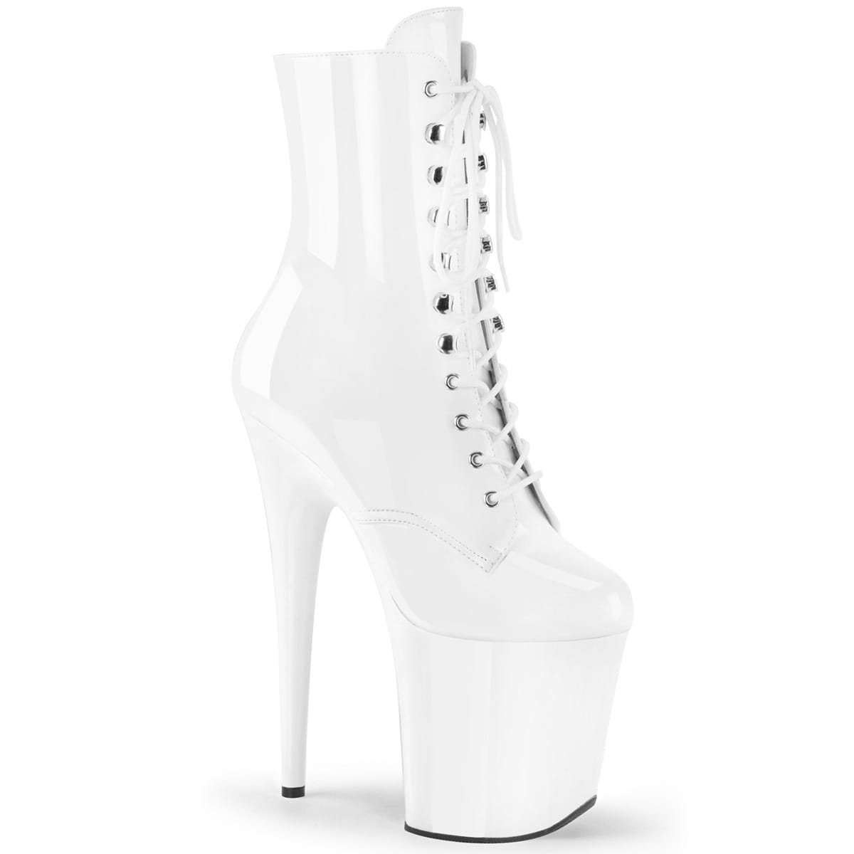 Pleaser FLAMINGO-1020 Damen Stiefelette Weiß Glanz EU 42