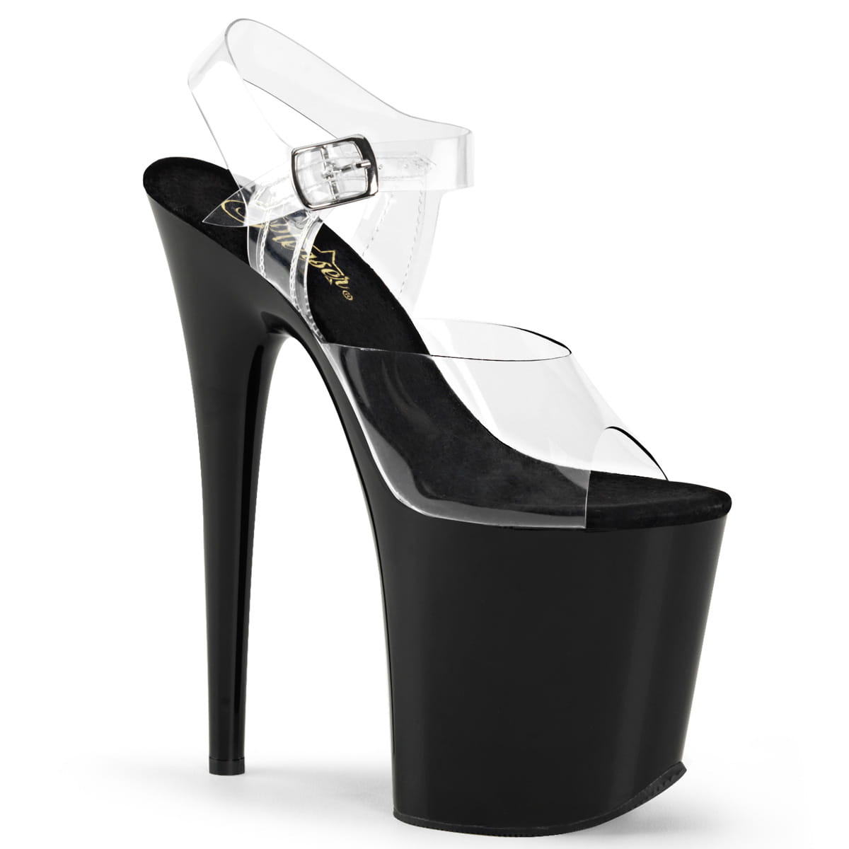 Pleaser FLAMINGO-808 Damen Sandale Transparent Schwarz EU 42