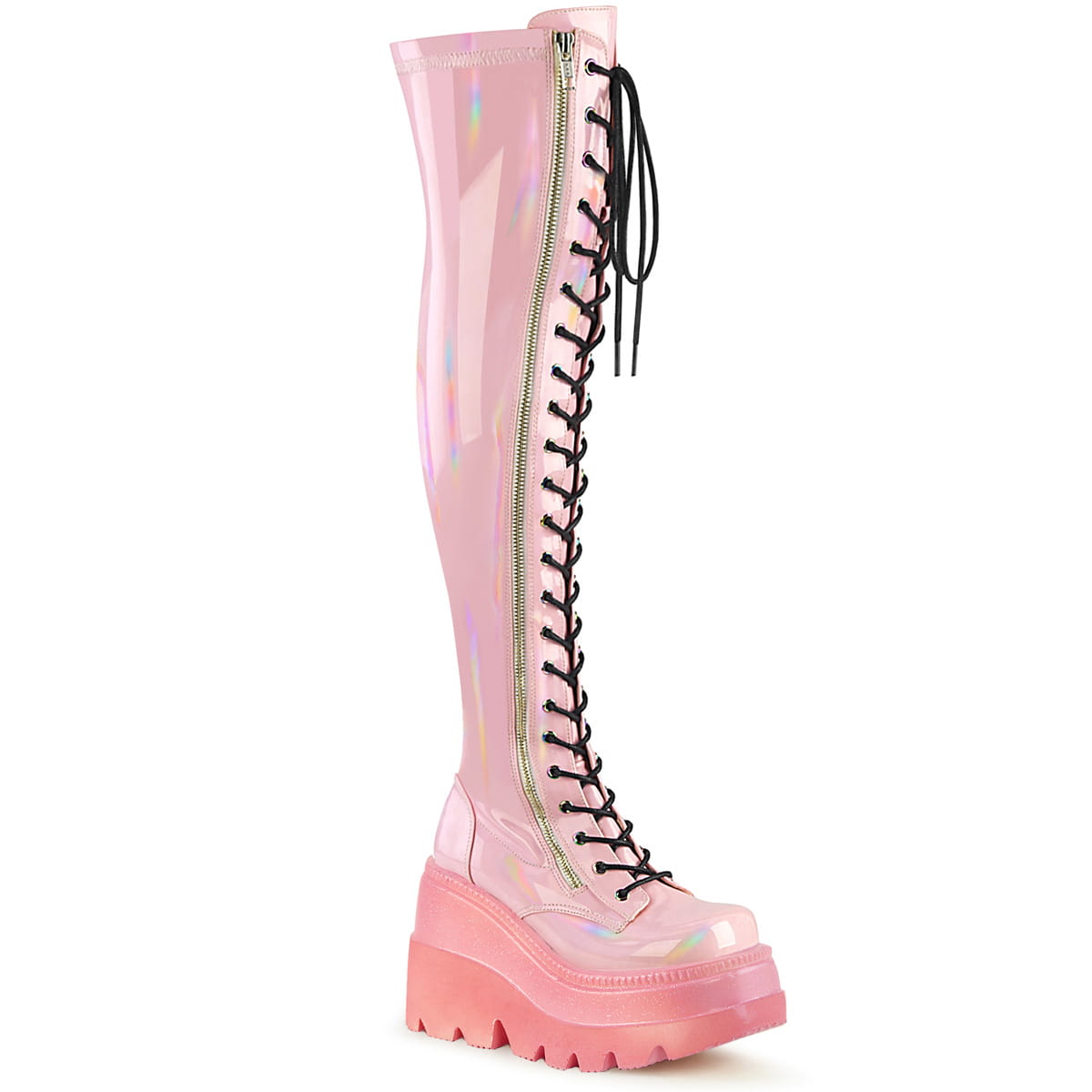 DemoniaCult SHAKER-374-1 Damen Wedge Plateau Overknee Stiefel