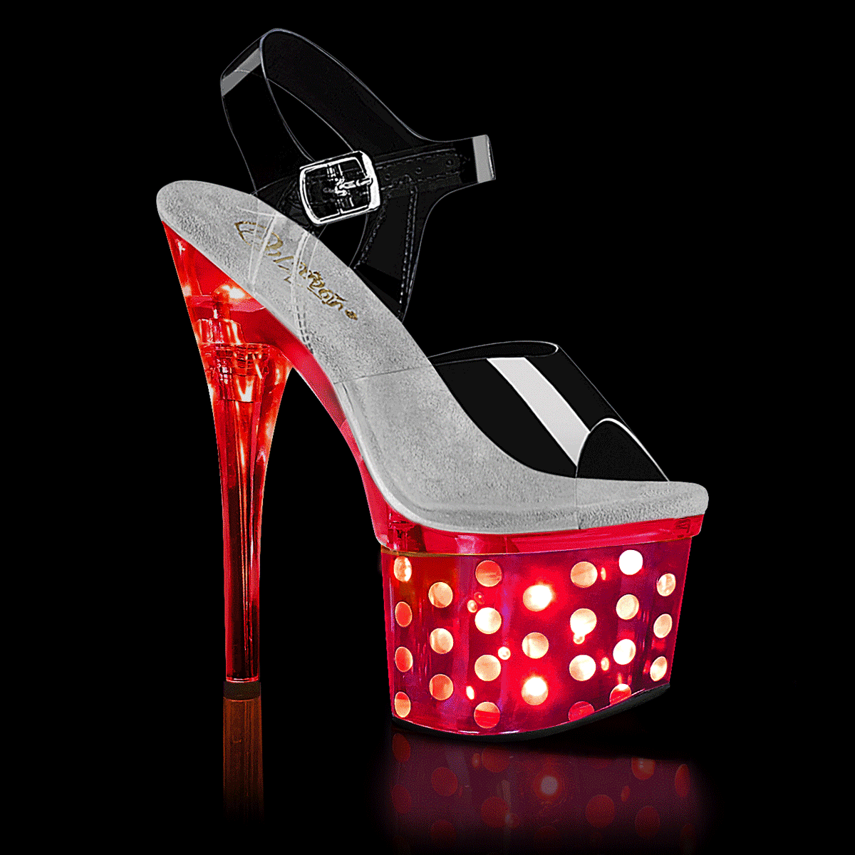 Pleaser DISCOLITE-708DOTS Damen Sandale Transparent