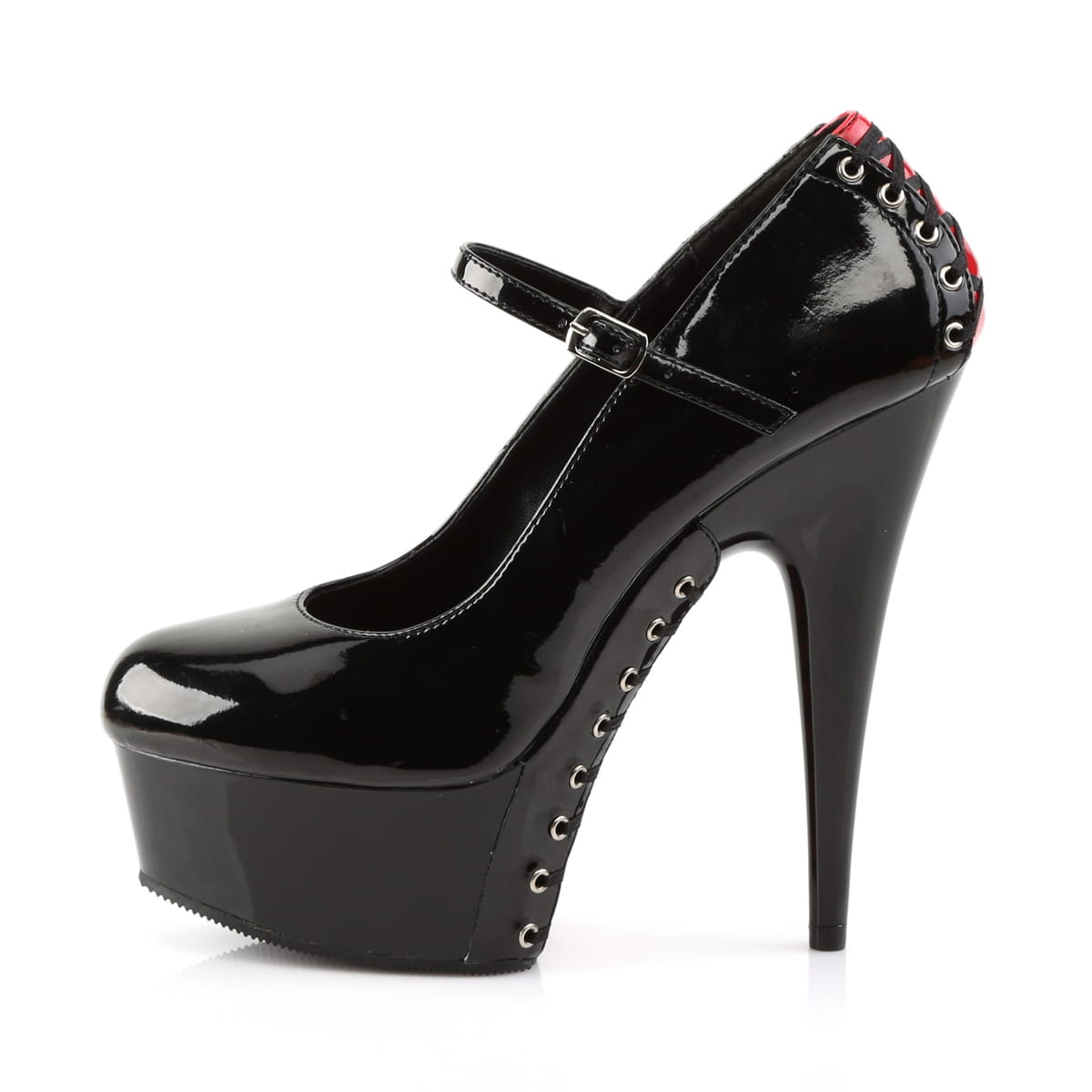 Pleaser DELIGHT-687FH Damen Pumps Schwarz Rot EU 41