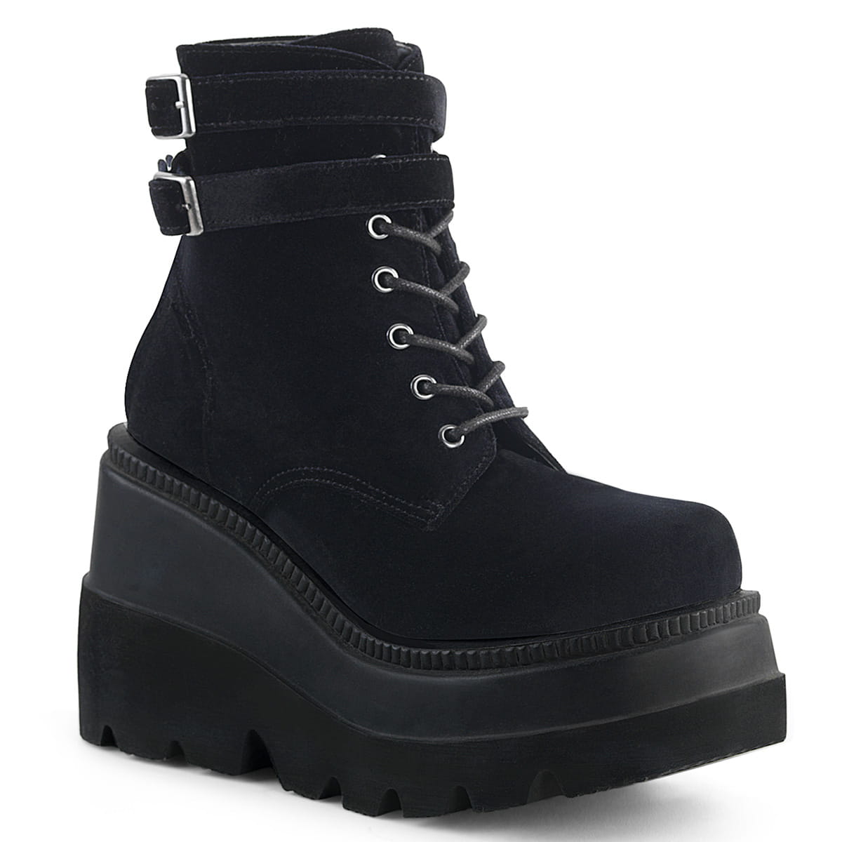 DemoniaCult SHAKER-52 Damen Stiefelette Schwarz Velour EU 39