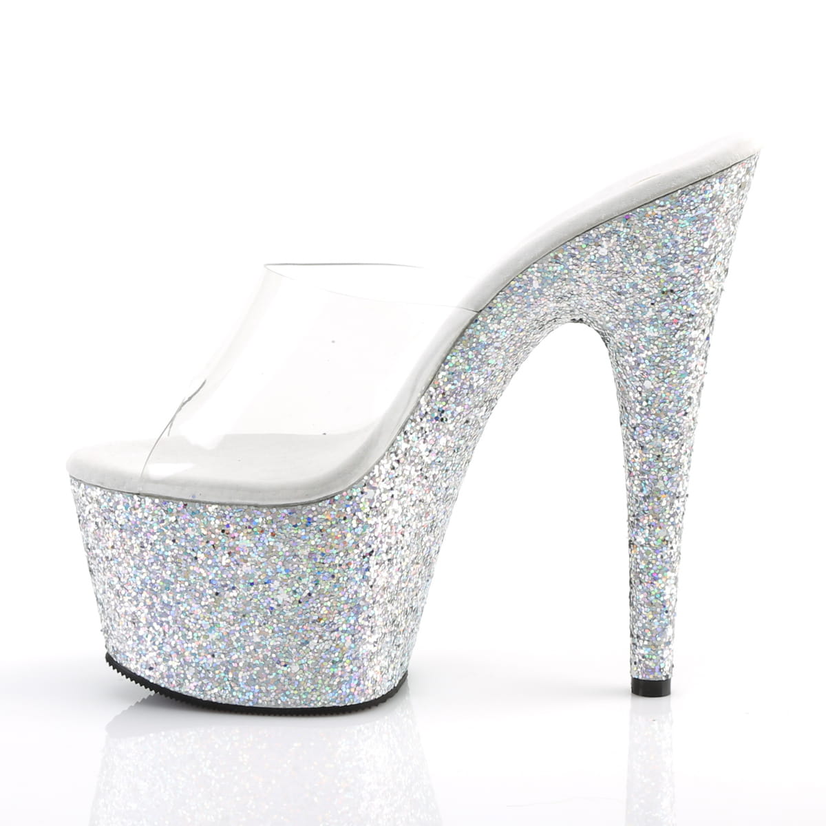 Pleaser ADORE-701LG Damen Slipper Transparent Silber EU 38