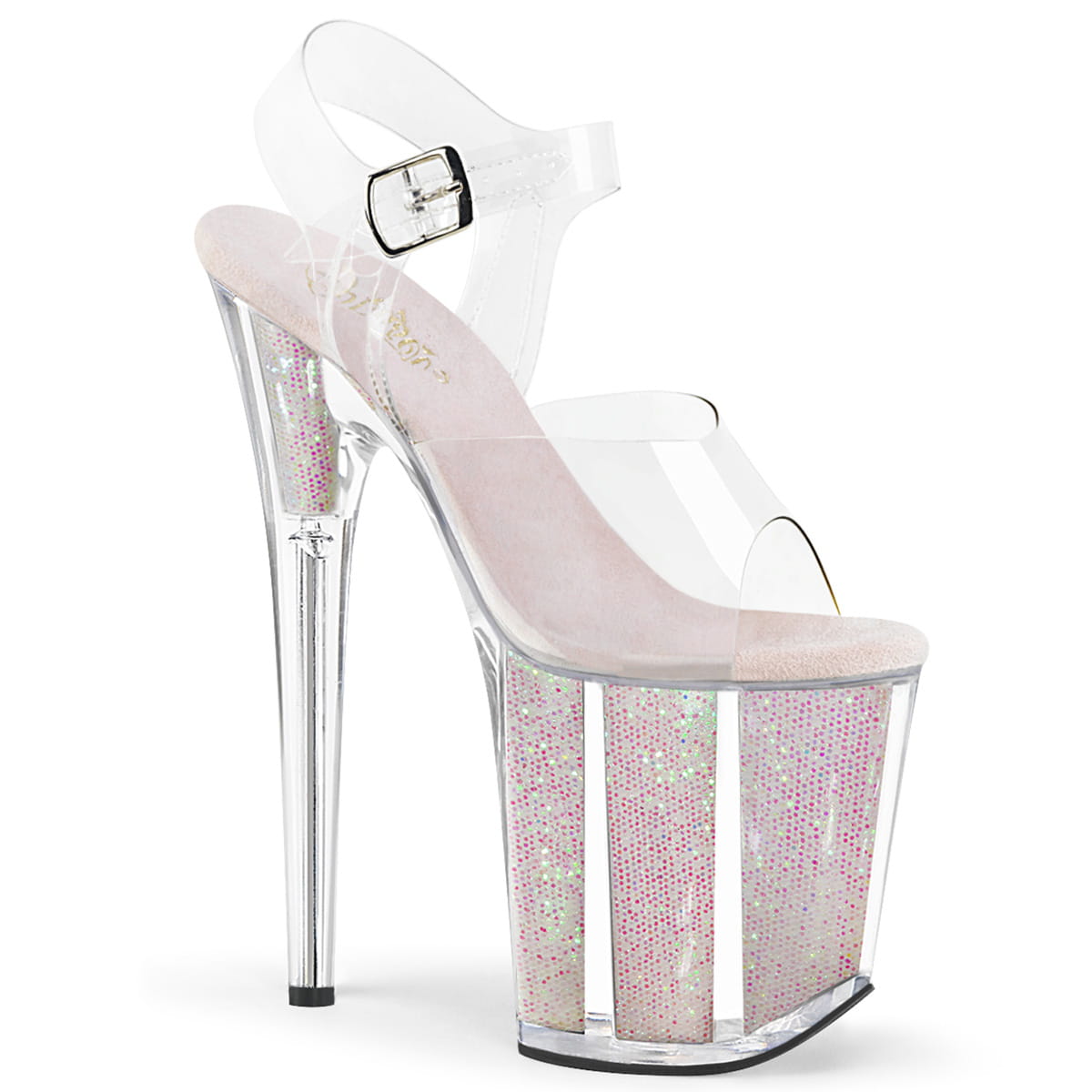 Pleaser FLAMINGO-808G Damen Sandale Transparent Weiß EU 38