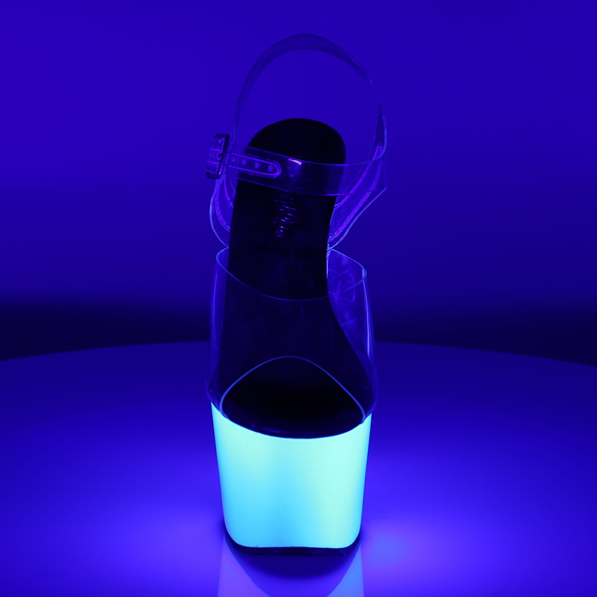 Pleaser ADORE-708UV Damen Sandale Transparent Neon Weiß EU 35